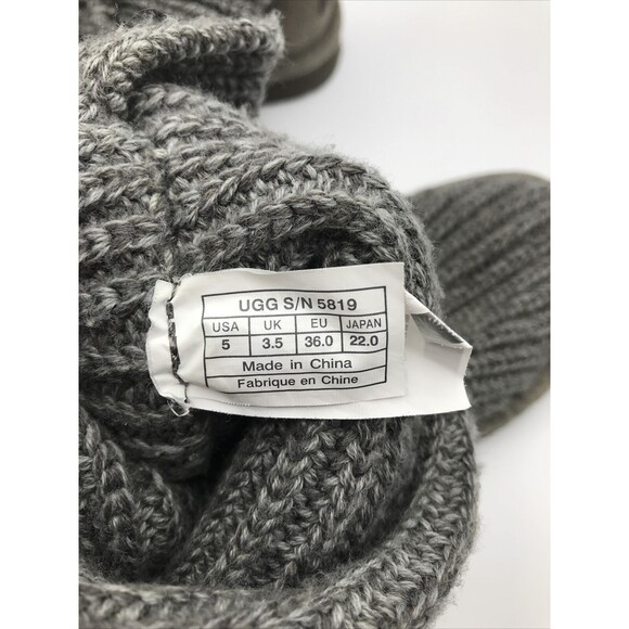 UGG Cardy Chunky Button Classic Sweater Boots Youth 5 Fold Over Gray - Picture 7 of 7